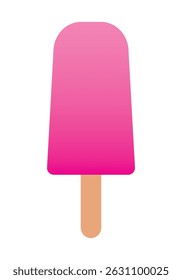 Pink ice cream bar icon isolated on white background. Ice cream on a wooden stick, a delicious pink ice treat with strawberry or raspberry flavor. Summer and holiday symbol, Vector illustration EPS 10