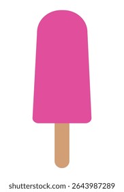 Ícone de barra de sorvete rosa isolado no fundo branco. Sorvete em um pau de madeira, um delicioso sorvete rosa com sabor de morango ou framboesa. Símbolo de verão e feriado, Ilustração de vetor EPS 10