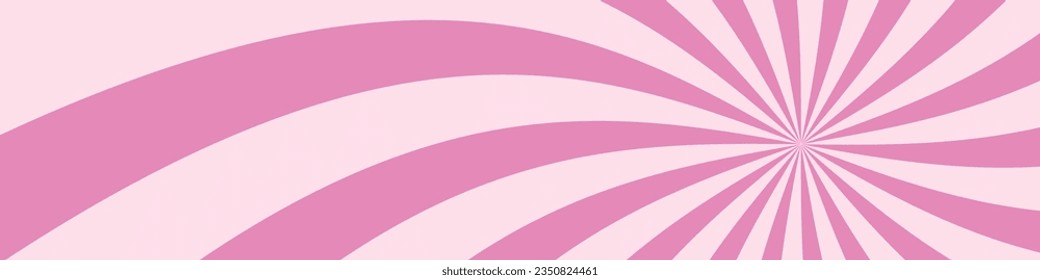 Pink ice cream and candy swirl background, lollipop vortex patterns intermixed with strawberry and circus elements. Retro spiral design. Flat vector illustration isolated