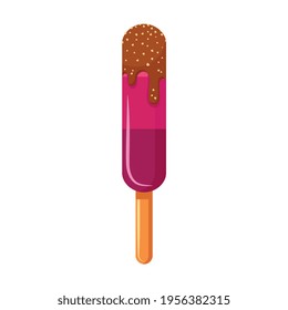 pink ice cream with chocolate