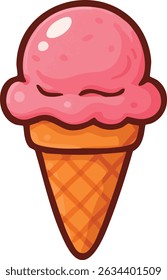 Pink Ice Cream Cone Cartoon