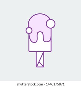 Pink ice cream cone. Flat line icon.Vector Design