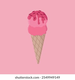 pink ice cream cone illustration