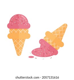 Pink Ice Cream Cone with Sprinkles