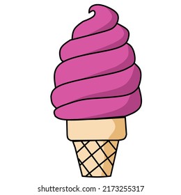 Pink ice cream cone vector art
