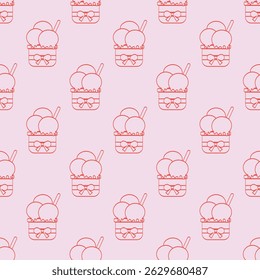 Pink ice cream cup seamless pattern. for Prints, Wrapping Paper, Wallpaper, Textiles, Stationery, and Fabric.