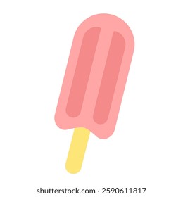 Pink ice cream in flat style isolated on white background. Summer vector clipart.