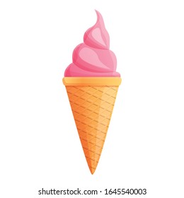 Pink ice cream icon. Cartoon of pink ice cream vector icon for web design isolated on white background