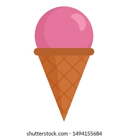 Pink ice cream icon. Flat illustration of pink ice cream vector icon for web design