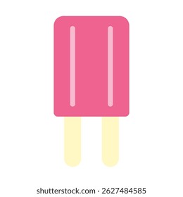 Pink ice cream. Ice cream icon in flat style. Vector illustration of ice cream stick
