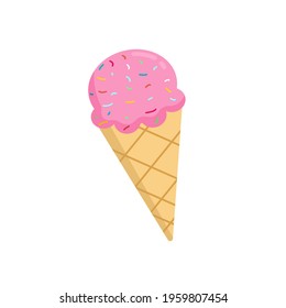 pink ice cream icon. Illustration isolated on white background.