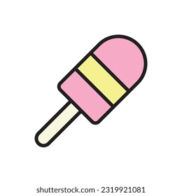 Pink Ice Cream Icon Vector Illustration