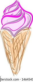 Pink ice cream, illustration, vector on white background.