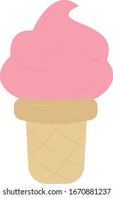 Pink ice cream, illustration, vector on white background.
