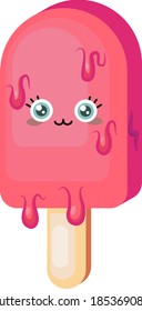 Pink ice cream, illustration, vector on white background