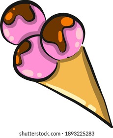 Pink ice cream, illustration, vector on white background
