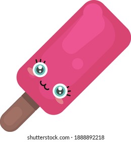 Pink ice cream ,illustration,vector on white background