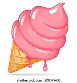 Pink ice cream, isolated. Vector EPS10 format