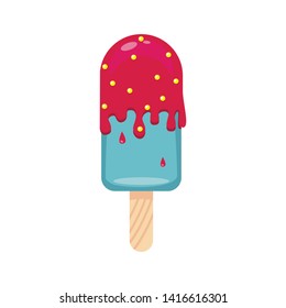 Pink ice cream on a stick
