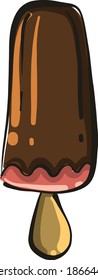 Pink ice cream on a stick, illustration, vector on white background.