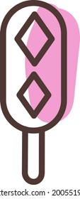 Pink ice cream on stick, illustration, vector on a white background.