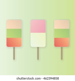 pink ice cream popsicle isolated on blue background, vector illustration.