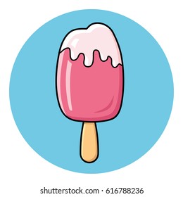 Pink ice cream popsicle on a stick vector icon.