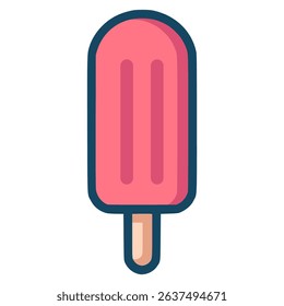 pink ice cream popsicle sweet snack food flat color vector illustration template design