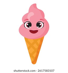 Pink ice cream smiling face