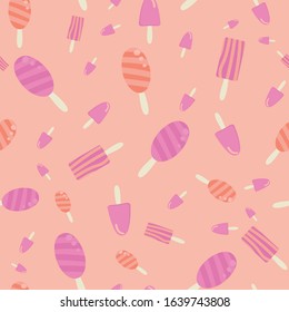 pink ice cream sticks seamless vector pattern