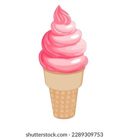 pink ice cream with style hand drawn digital painting illustration