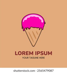 Pink Ice Cream Summer Logo Template