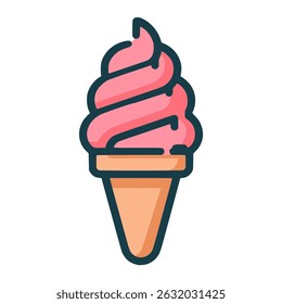 pink ice cream sweet snack flat color vector illustration template design