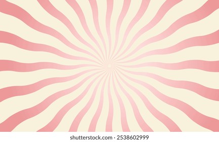 Fundo de espiral de sorvete rosa. Padrão de vórtice de pirulito doce com morango e elementos de circo