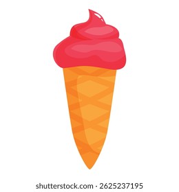Pink ice cream swirling in a crispy cone, perfect for summer and sweet treats
