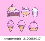 Pink Ice Cream vector collection illustrations