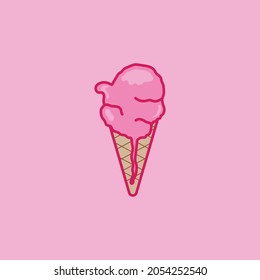 logotipo de diseño de vector de helado rosa