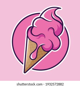 Pink ice cream in
