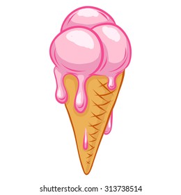 Pink ice cream.White background.