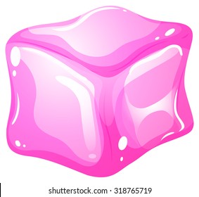 Pink ice cube on white illustration