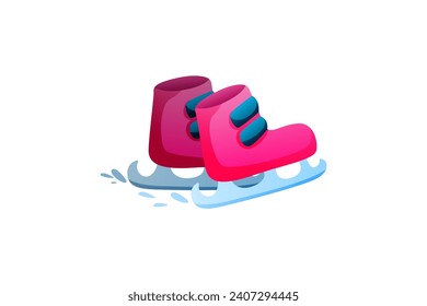 Pink Ice Skates Winter Sticker