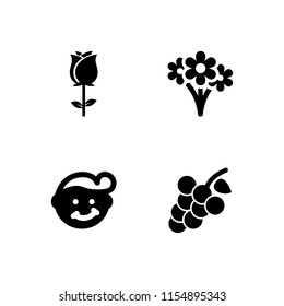 pink icon. 4 pink set with trendy, grape, floral and flower vector icons for web and mobile app