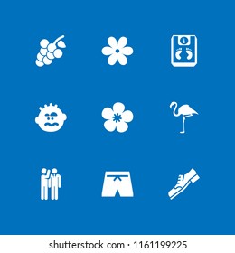 pink icon. 9 pink set with grape, secret, shoe and flower vector icons for web and mobile app