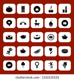 pink icon set with rainbow, watermelon slice and love chat bubble vector illustration