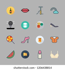 pink icon set. vector set about hologram, prism, brassiere and nail icons set.