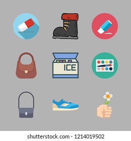 pink icon set. vector set about eraser, watercolor, ice cream and sneaker icons set.