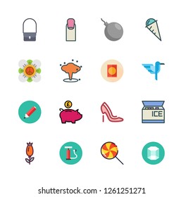 pink icon set. vector set about hummingbird, ice cream, products and air pump icons set.