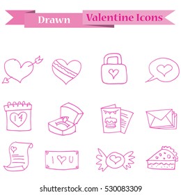 pink icon of valentine collection stock