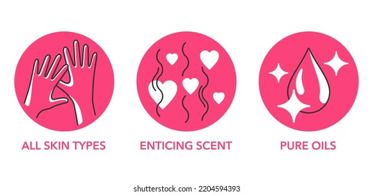 Pink Icons For Massage Oil - Purity, For All Skin Types And Enticing Scent