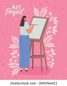 pink illustration of art project